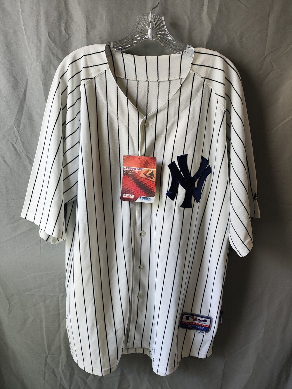New York Yankees Jersey Mens 54 MLB Baseball Majestic Cool Base Pinstripe White